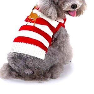 Fashion Knitted Reindeer Pet Sweater Dog Christmas Clothes Garment Red